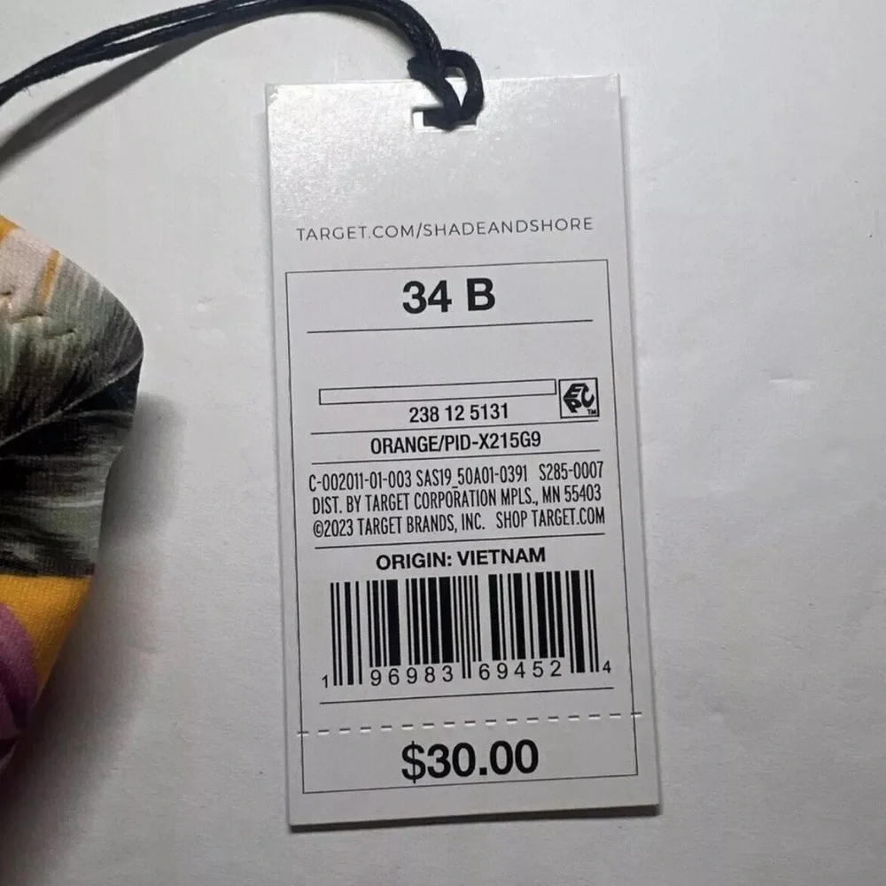 New Floral Bikini Top 34B Small Hawaiian Flower Shade & Shore Ruffle Swim Suit - Picture 3 of 4